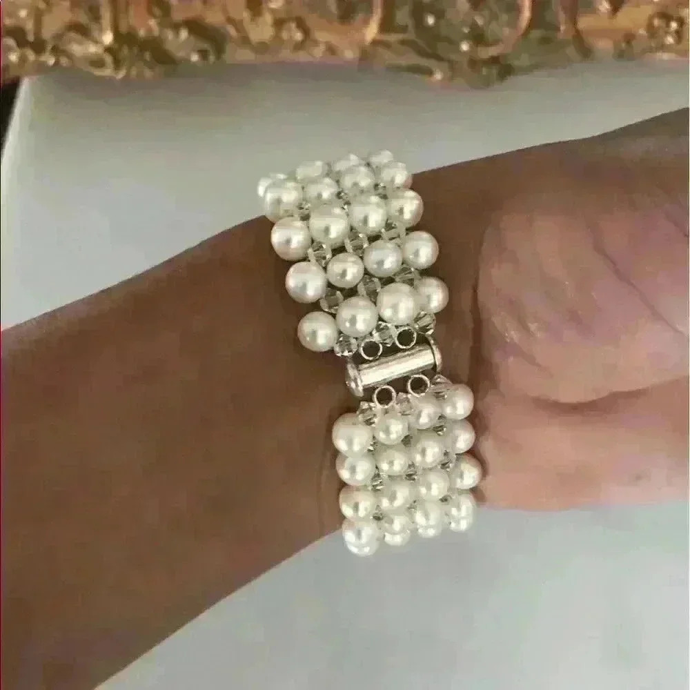 Handmade white pearl choker & bracelet - Picture 3 of 7